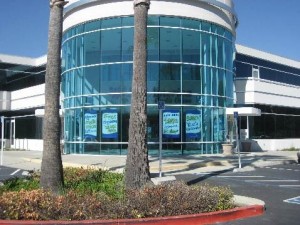 Credit Union building with posters